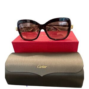 Cartier Havana Gold / Violet Sunglasses CT0215SA